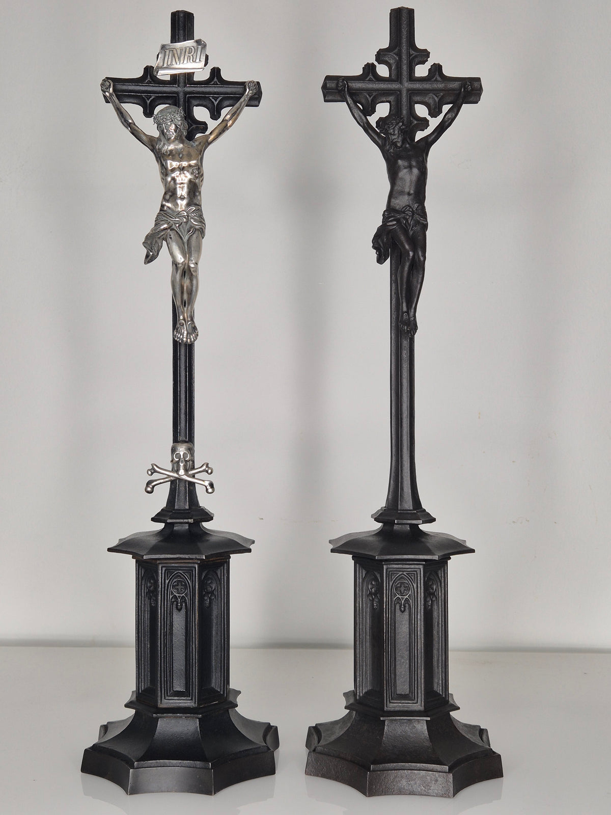 Pair Of Berlin Iron Neo Gothic Crucifixes C.1865 From The Royal Prussian SaynerHütte