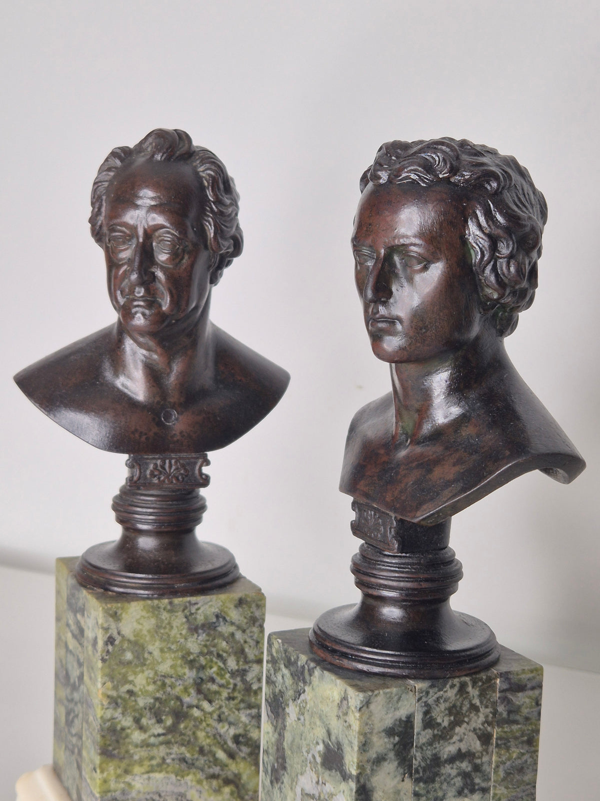 Berlin Iron Busts of Goethe and Schiller After Leonhard Posch