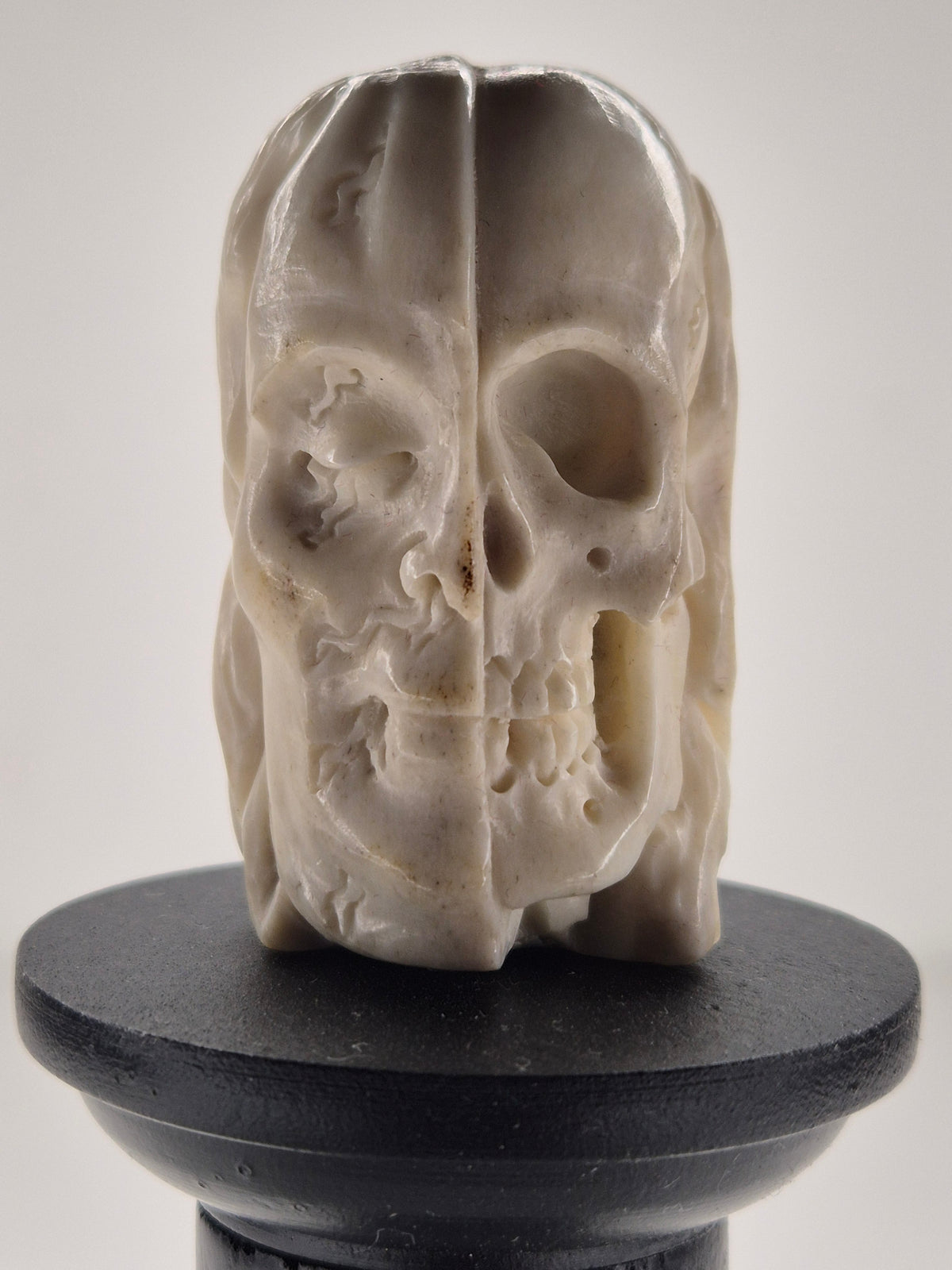 19th Century Memento Mori Janus Head Carved Bone Skull